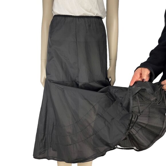 VINTAGE Crinoline Ballet Tulle Black Semi-Sheer Full Retro Pin-Up Skirt sz M - Picture 1 of 5
